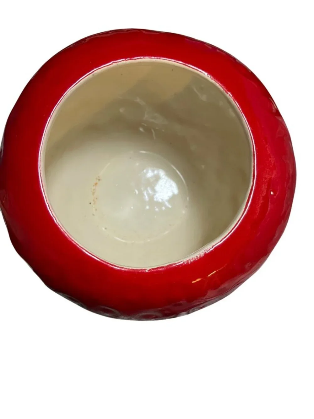 Strawberry Shaped Ceramic Cookie Jar Treat JarWith Lid Red and Green